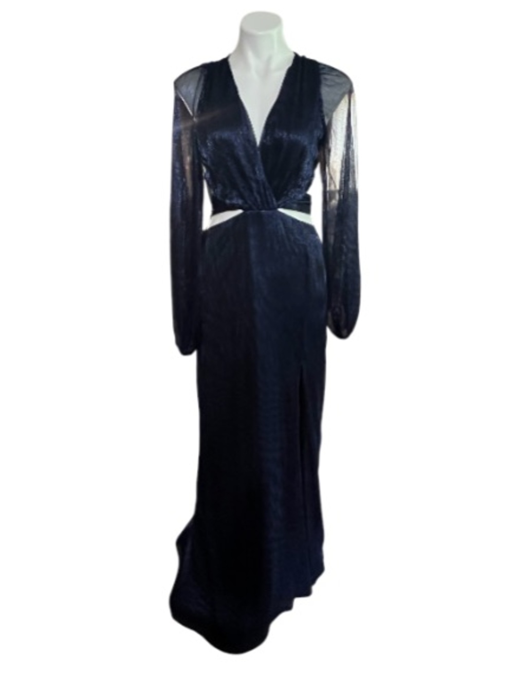 Whimsigoth Blue Purple Metallic Cutout Maxi Dress House of Harlow 1960 M